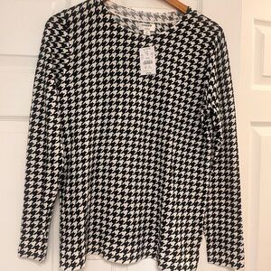 J. Crew Black and White Houndstooth Sweater S